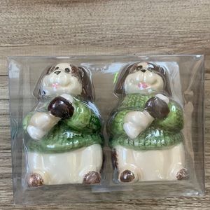 Dolomite Dog Salt Pepper Shakers Puppy Boxed Gift Set SaltPepper Shaker New